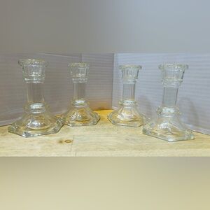 Crystal candle holders, set of 4. Holds taper candles. NO blemishes!